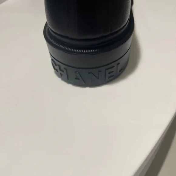 CHANEL Black Ankle Boots with Cream Logo - Picture 2 of 6